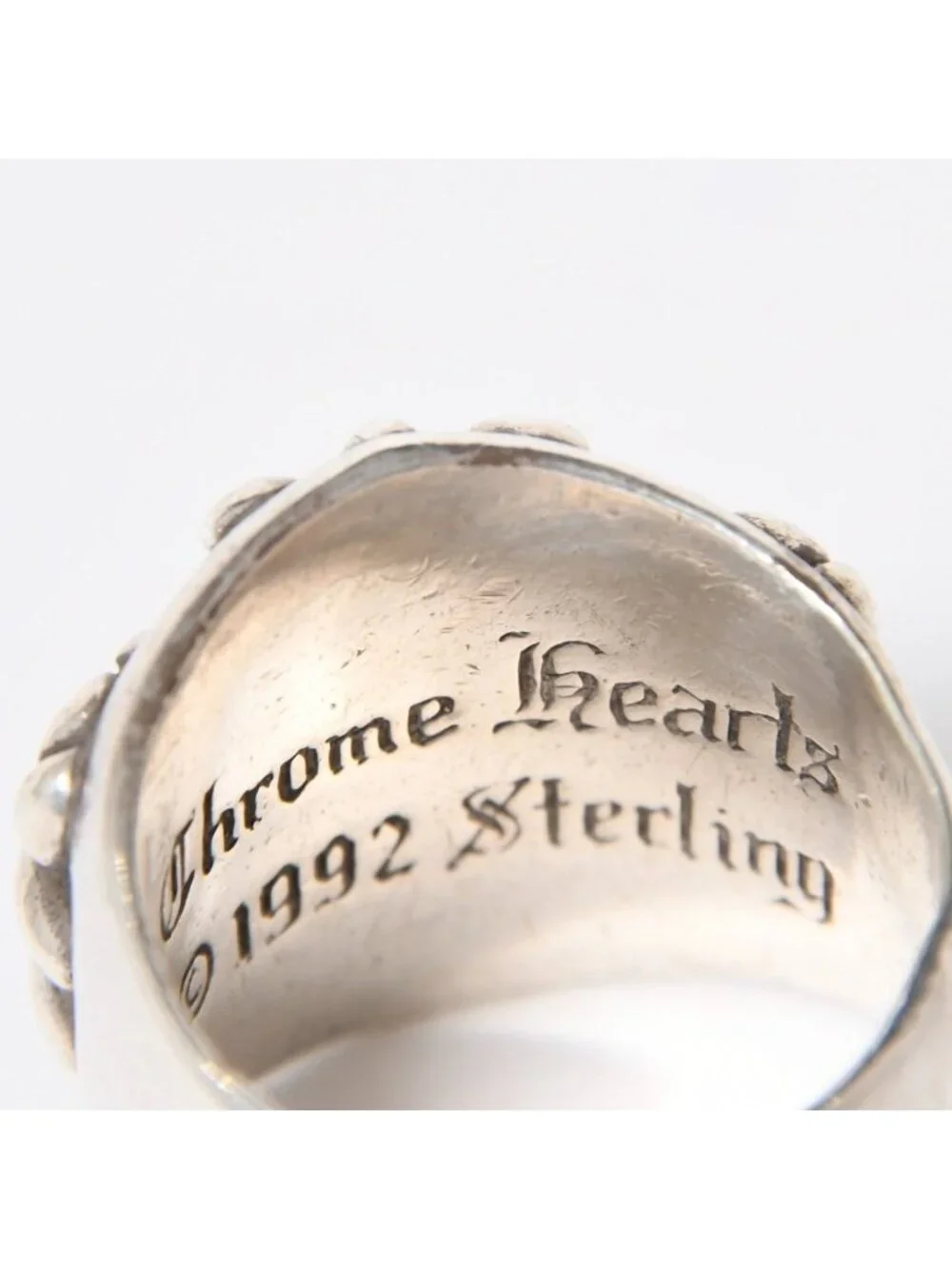 Chrome Hearts Keeper Ring Floral Arabesque Pattern 925 Sterling Silver